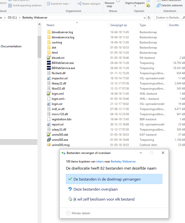Overwriting the files